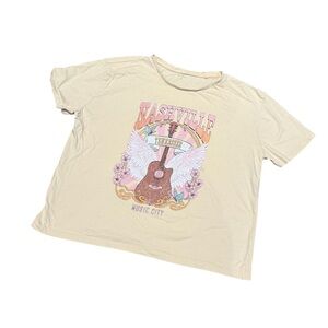 Nashville Cream Graphic T-Shirt Music City Western Country Tee Guitar Floral
